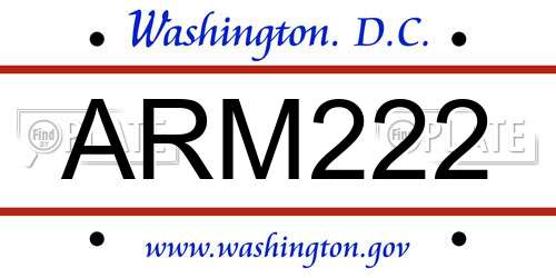 ARM222 District Of Columbia License Plate
