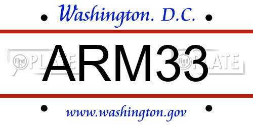 ARM33 District Of Columbia License Plate