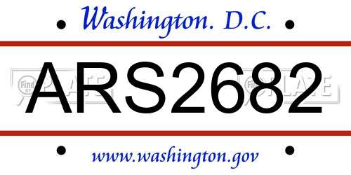 ARS2682 District Of Columbia License Plate