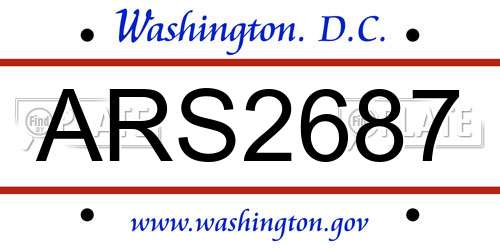 ARS2687 District Of Columbia License Plate