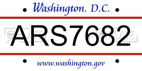 ARS7682 District Of Columbia License Plate