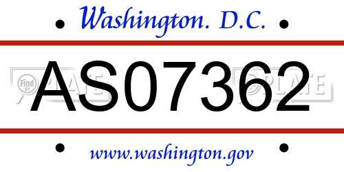 AS07362 District Of Columbia License Plate