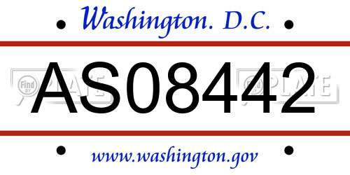 AS08442 District Of Columbia License Plate