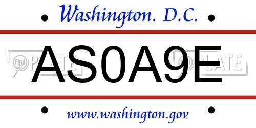 AS0A9E District Of Columbia License Plate