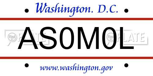 AS0M0L District Of Columbia License Plate