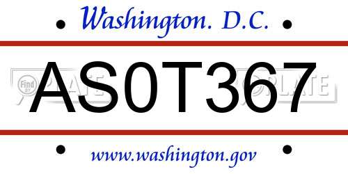 AS0T367 District Of Columbia License Plate