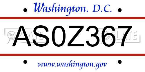 AS0Z367 District Of Columbia License Plate