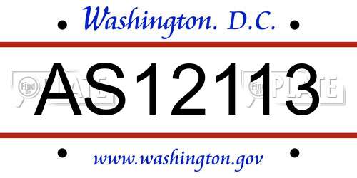 AS12113 District Of Columbia License Plate