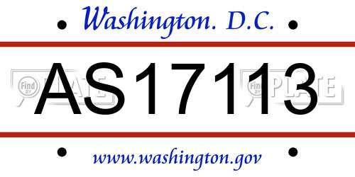 AS17113 District Of Columbia License Plate