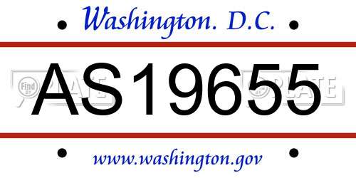 AS19655 District Of Columbia License Plate
