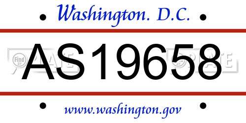 AS19658 District Of Columbia License Plate