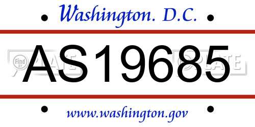 AS19685 District Of Columbia License Plate