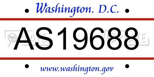 AS19688 District Of Columbia License Plate