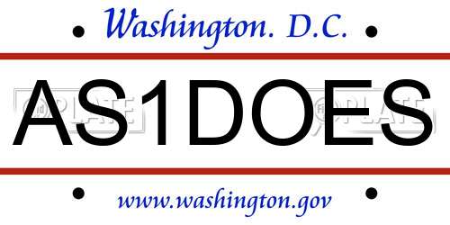 AS1DOES District Of Columbia License Plate