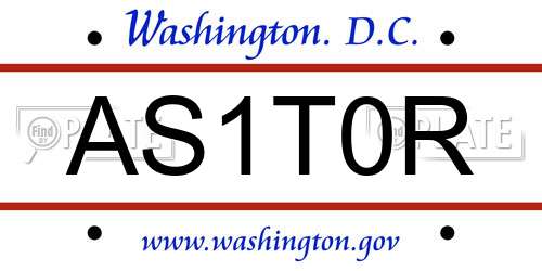 AS1T0R District Of Columbia License Plate
