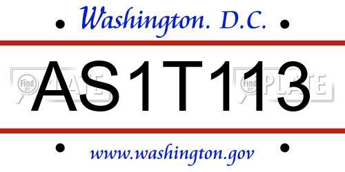 AS1T113 District Of Columbia License Plate