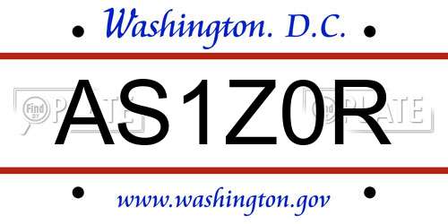 AS1Z0R District Of Columbia License Plate