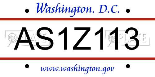 AS1Z113 District Of Columbia License Plate