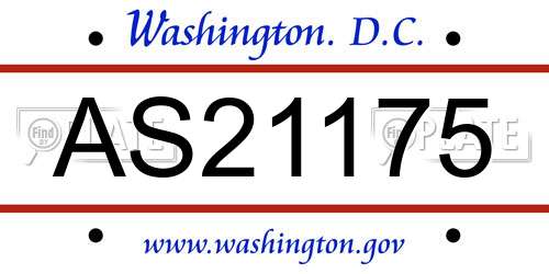 AS21175 District Of Columbia License Plate
