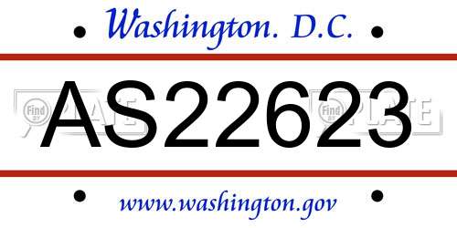 AS22623 District Of Columbia License Plate