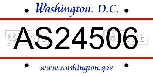 AS24506 District Of Columbia License Plate