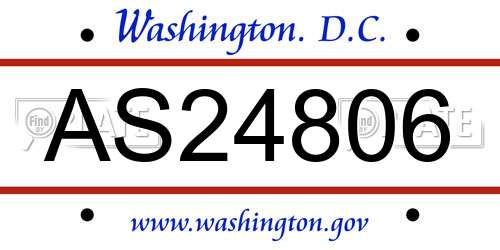 AS24806 District Of Columbia License Plate