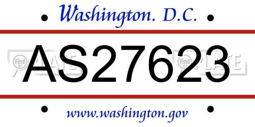 AS27623 District Of Columbia License Plate