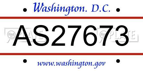 AS27673 District Of Columbia License Plate