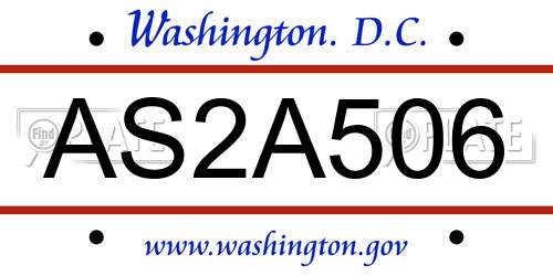 AS2A506 District Of Columbia License Plate