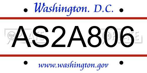 AS2A806 District Of Columbia License Plate