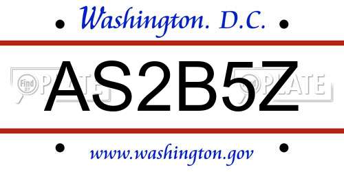 AS2B5Z District Of Columbia License Plate