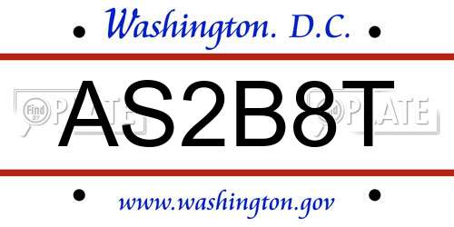 AS2B8T District Of Columbia License Plate