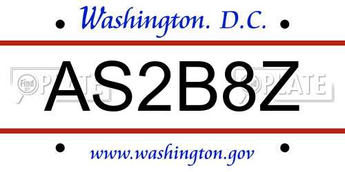 AS2B8Z District Of Columbia License Plate