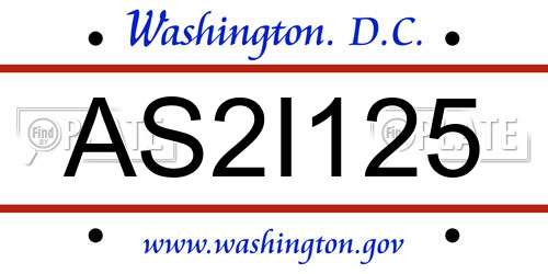 AS2I125 District Of Columbia License Plate