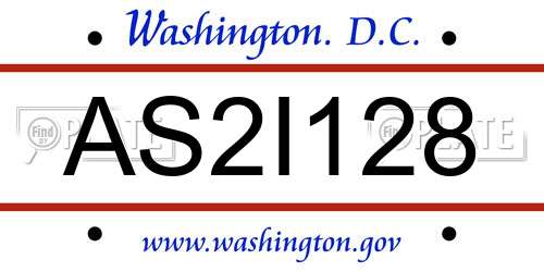 AS2I128 District Of Columbia License Plate