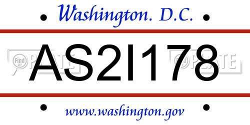 AS2I178 District Of Columbia License Plate