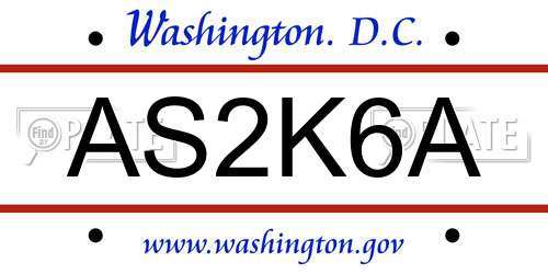 AS2K6A District Of Columbia License Plate