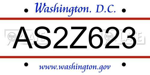 AS2Z623 District Of Columbia License Plate