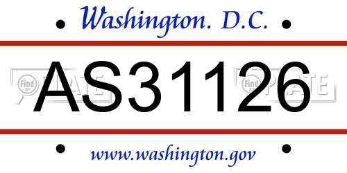 AS31126 District Of Columbia License Plate