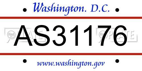 AS31176 District Of Columbia License Plate