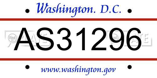 AS31296 District Of Columbia License Plate