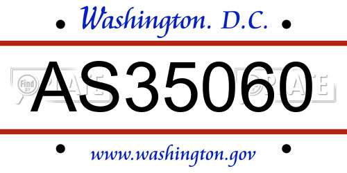AS35060 District Of Columbia License Plate
