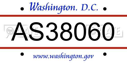 AS38060 District Of Columbia License Plate