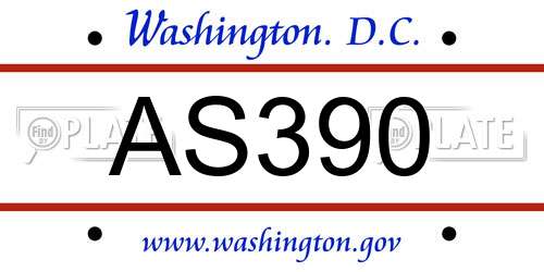 AS390 District Of Columbia License Plate