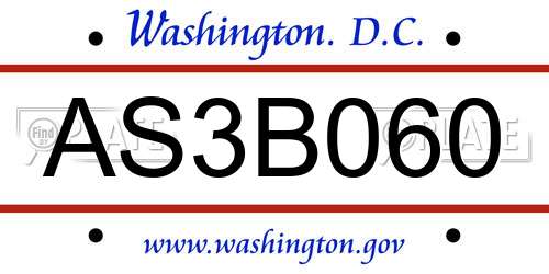 AS3B060 District Of Columbia License Plate