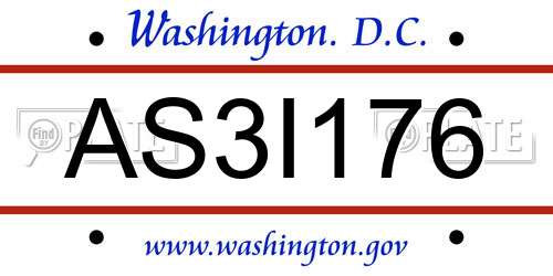 AS3I176 District Of Columbia License Plate