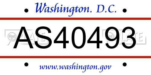 AS40493 District Of Columbia License Plate