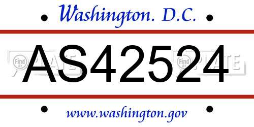 AS42524 District Of Columbia License Plate