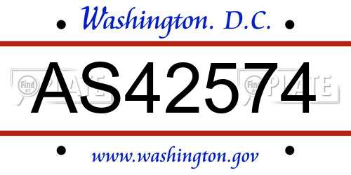 AS42574 District Of Columbia License Plate