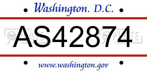 AS42874 District Of Columbia License Plate